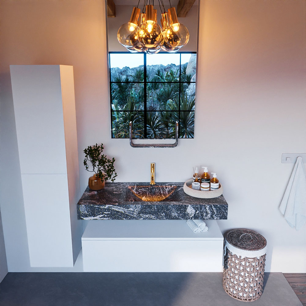 MONDIAZ ALAN-DLUX 110cm mueble de baño Talc 1 cajón. Lavabo CLOUD Centro 1 orificio color Lava. 2 MONDIAZ ALAN-DLUX 110cm mueble de baño Talc 1 cajón. Lavabo CLOUD Centro 1 orificio color Lava. - Imagen 2