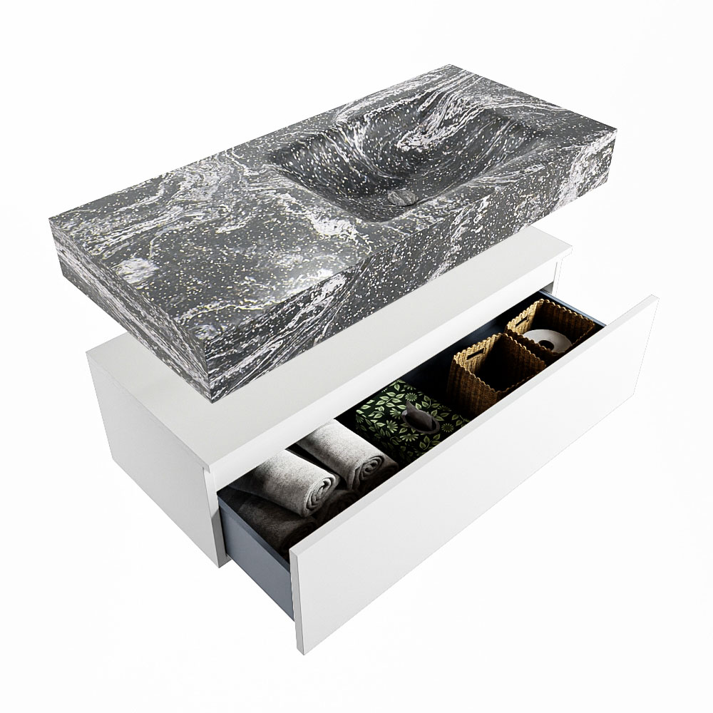 MONDIAZ ALAN-DLUX 100cm mueble de baño Talc 1 cajón. Lavabo CLOUD Derecho 1 orificio color Lava. 6 MONDIAZ ALAN-DLUX 100cm mueble de baño Talc 1 cajón. Lavabo CLOUD Derecho 1 orificio color Lava. - Imagen 6