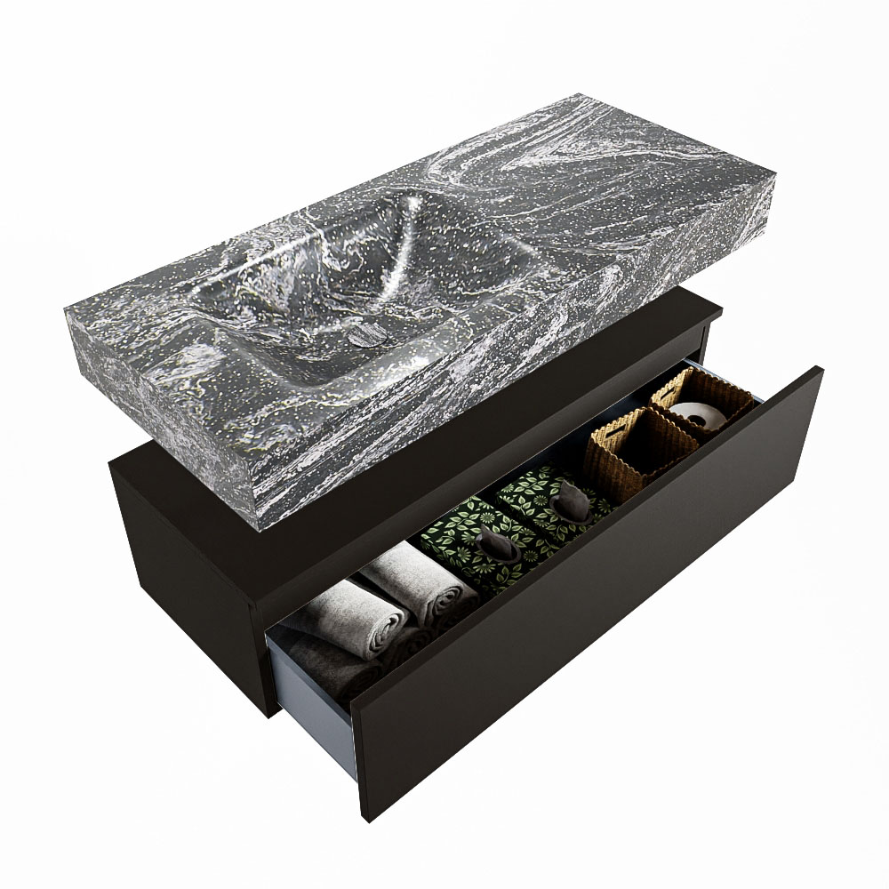 MONDIAZ ALAN-DLUX 110cm mueble de baño Urban 1 cajón. Lavabo CLOUD Izquierda 1 orificio color Lava. 6 MONDIAZ ALAN-DLUX 110cm mueble de baño Urban 1 cajón. Lavabo CLOUD Izquierda 1 orificio color Lava. - Imagen 6