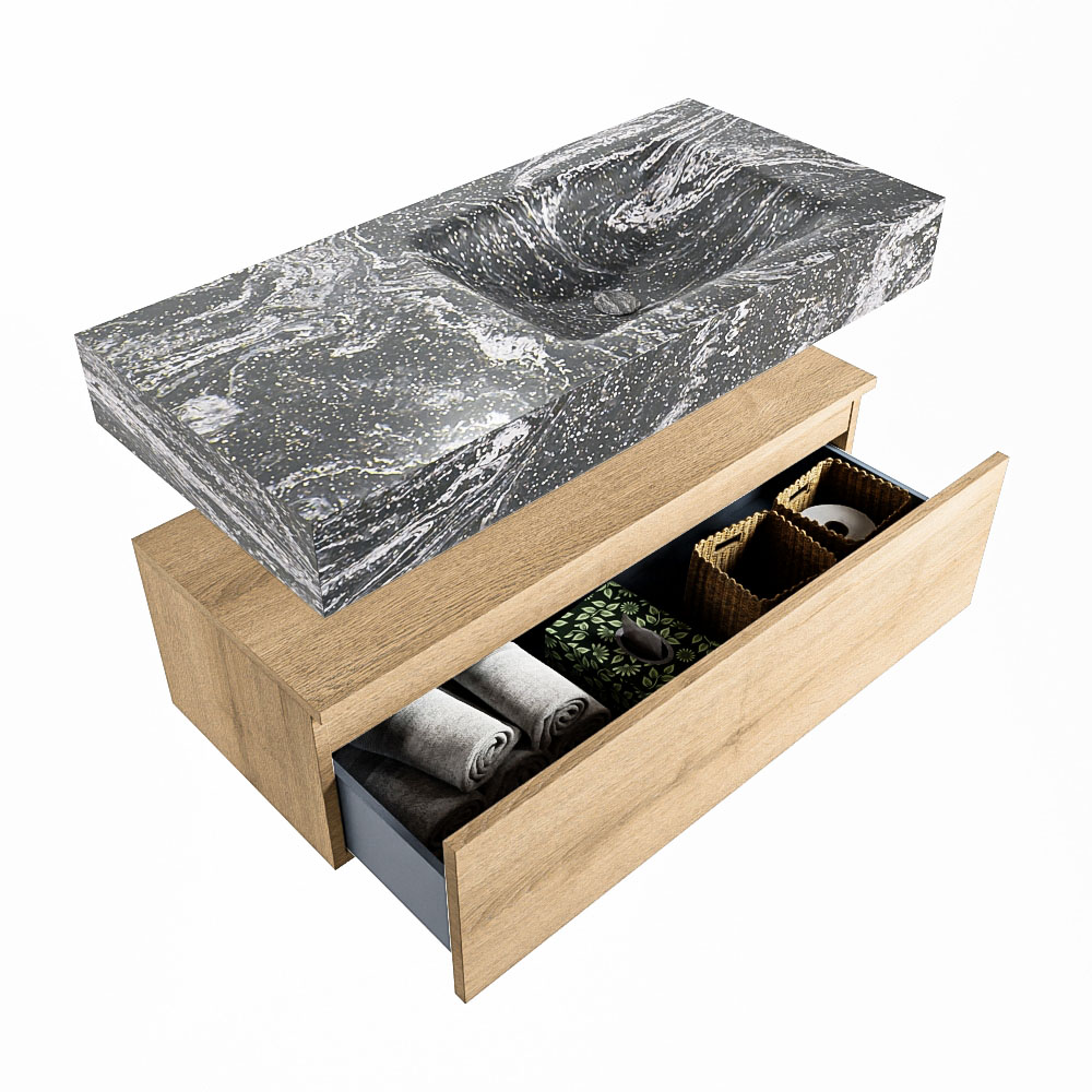 MONDIAZ ALAN-DLUX 100cm mueble de baño Washed Oak 1 cajón. Lavabo CLOUD Derecho 1 orificio color Lava. 6 MONDIAZ ALAN-DLUX 100cm mueble de baño Washed Oak 1 cajón. Lavabo CLOUD Derecho 1 orificio color Lava. - Imagen 6