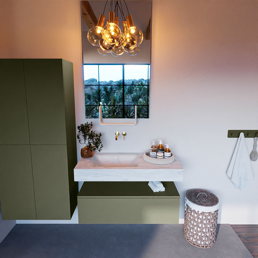 MONDIAZ ALAN-DLUX 100cm mueble de baño Army 1 cajón. Lavabo CLOUD Izquierda sin orificios color Opalo. 2 MONDIAZ ALAN-DLUX 100cm mueble de baño Army 1 cajón. Lavabo CLOUD Izquierda sin orificios color Opalo. - Imagen 2