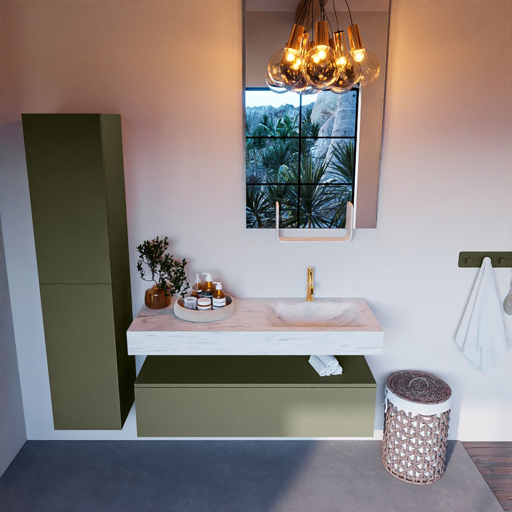 MONDIAZ ALAN-DLUX 120cm mueble de baño Army 1 cajón. Lavabo CLOUD Derecho 1 orificio color Opalo. 2 MONDIAZ ALAN-DLUX 120cm mueble de baño Army 1 cajón. Lavabo CLOUD Derecho 1 orificio color Opalo. - Imagen 2