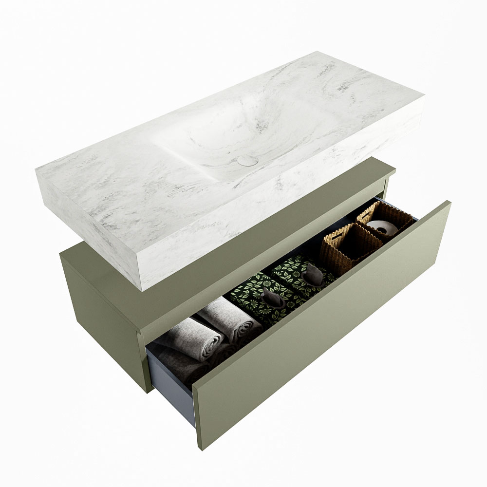 MONDIAZ ALAN-DLUX 110cm mueble de baño Army 1 cajón. Lavabo CLOUD Centro sin orificios color Opalo. 6 MONDIAZ ALAN-DLUX 110cm mueble de baño Army 1 cajón. Lavabo CLOUD Centro sin orificios color Opalo. - Imagen 6
