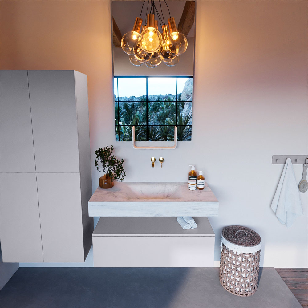 MONDIAZ ALAN-DLUX 100cm mueble de baño Cale 1 cajón. Lavabo CLOUD Centro sin orificios color Opalo. 2 MONDIAZ ALAN-DLUX 100cm mueble de baño Cale 1 cajón. Lavabo CLOUD Centro sin orificios color Opalo. - Imagen 2