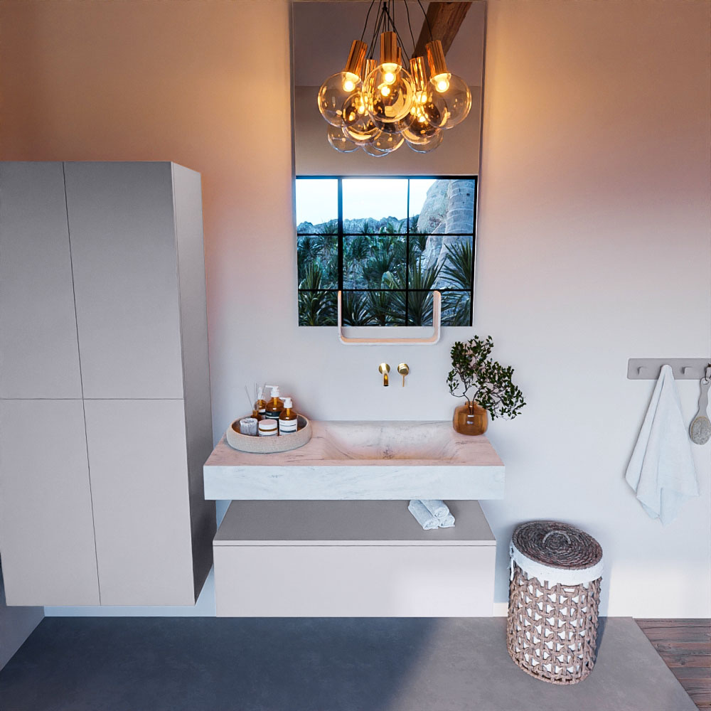 MONDIAZ ALAN-DLUX 100cm mueble de baño Cale 1 cajón. Lavabo CLOUD Derecho sin orificios color Opalo. 2 MONDIAZ ALAN-DLUX 100cm mueble de baño Cale 1 cajón. Lavabo CLOUD Derecho sin orificios color Opalo. - Imagen 2