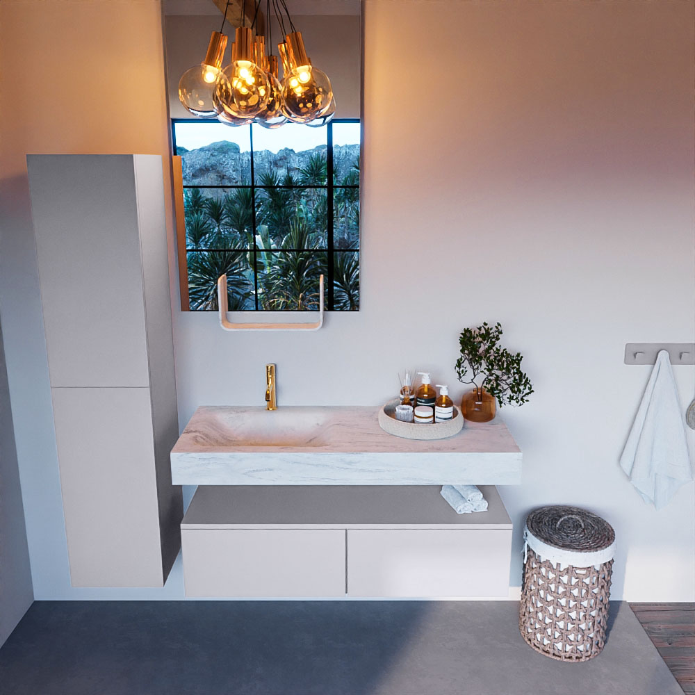 MONDIAZ ALAN-DLUX 120cm mueble de baño Cale 2 cajones. Lavabo CLOUD Izquierda 1 orificio color Opalo. 2 MONDIAZ ALAN-DLUX 120cm mueble de baño Cale 2 cajones. Lavabo CLOUD Izquierda 1 orificio color Opalo. - Imagen 2