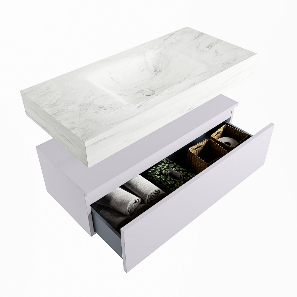 MONDIAZ ALAN-DLUX 100cm mueble de baño Cale 1 cajón. Lavabo CLOUD Centro sin orificios color Opalo. 6 MONDIAZ ALAN-DLUX 100cm mueble de baño Cale 1 cajón. Lavabo CLOUD Centro sin orificios color Opalo. - Imagen 6