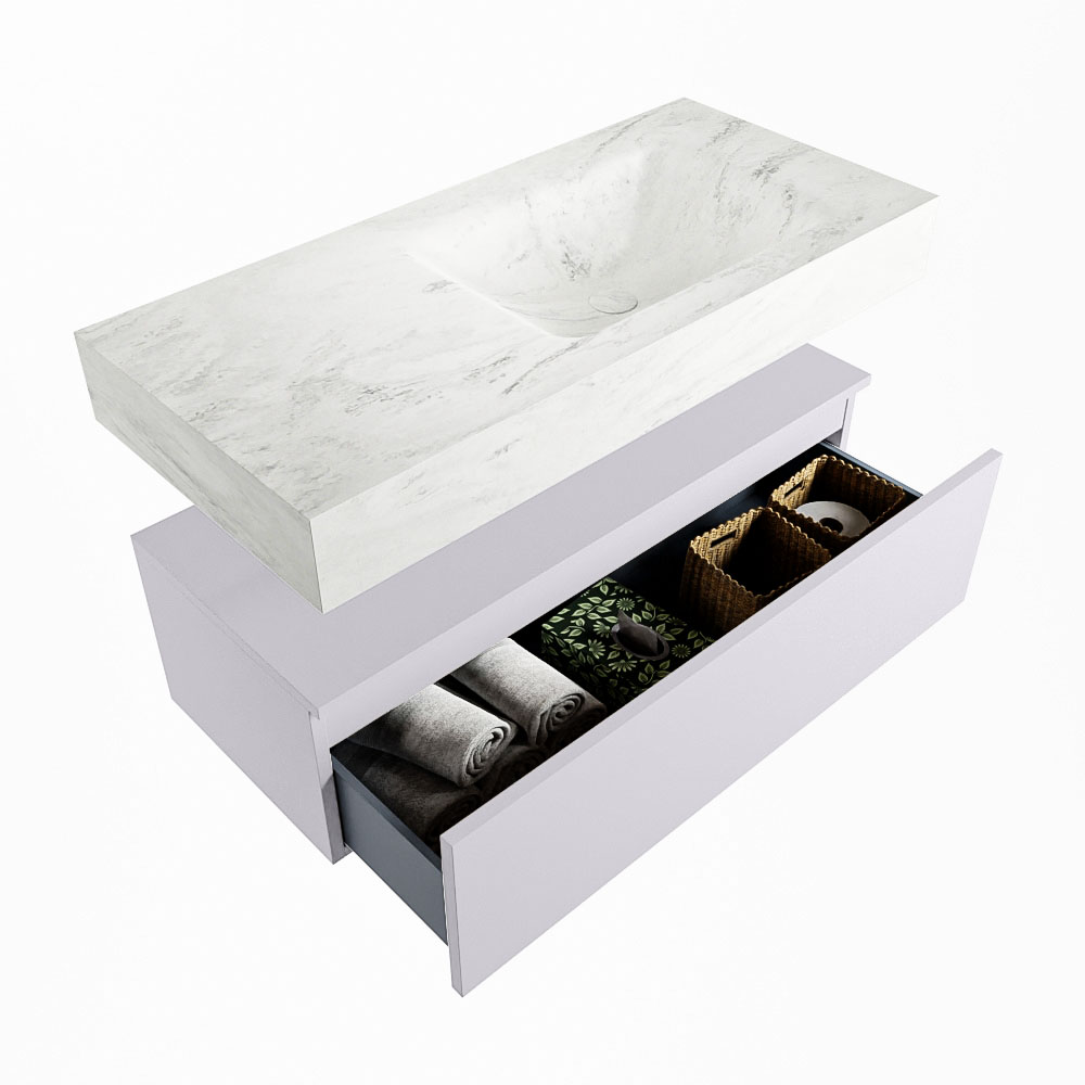 MONDIAZ ALAN-DLUX 100cm mueble de baño Cale 1 cajón. Lavabo CLOUD Derecho sin orificios color Opalo. 6 MONDIAZ ALAN-DLUX 100cm mueble de baño Cale 1 cajón. Lavabo CLOUD Derecho sin orificios color Opalo. - Imagen 6