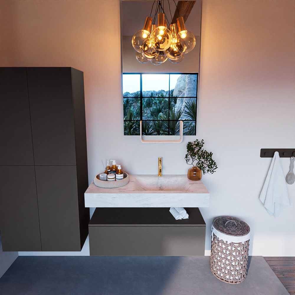 MONDIAZ ALAN-DLUX 100cm mueble de baño Dark Grey 1 cajón. Lavabo CLOUD Derecho 1 orificio color Opalo. 2 MONDIAZ ALAN-DLUX 100cm mueble de baño Dark Grey 1 cajón. Lavabo CLOUD Derecho 1 orificio color Opalo. - Imagen 2