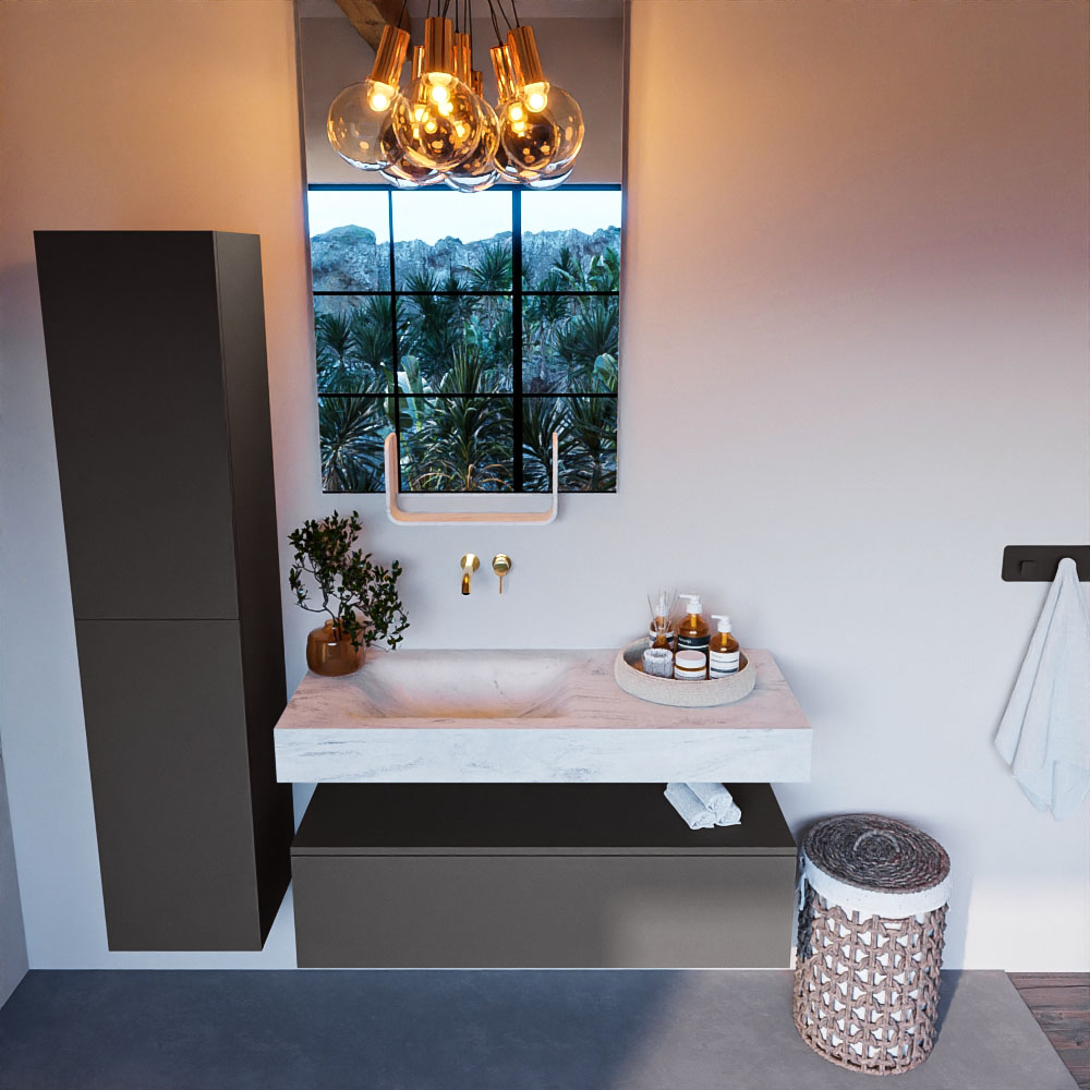 MONDIAZ ALAN-DLUX 110cm mueble de baño Dark Grey 1 cajón. Lavabo CLOUD Izquierda sin orificios color Opalo. 2 MONDIAZ ALAN-DLUX 110cm mueble de baño Dark Grey 1 cajón. Lavabo CLOUD Izquierda sin orificios color Opalo. - Imagen 2
