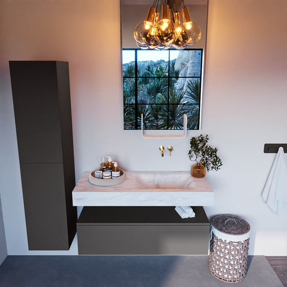 MONDIAZ ALAN-DLUX 110cm mueble de baño Dark Grey 1 cajón. Lavabo CLOUD Derecho sin orificios color Opalo. 2 MONDIAZ ALAN-DLUX 110cm mueble de baño Dark Grey 1 cajón. Lavabo CLOUD Derecho sin orificios color Opalo. - Imagen 2