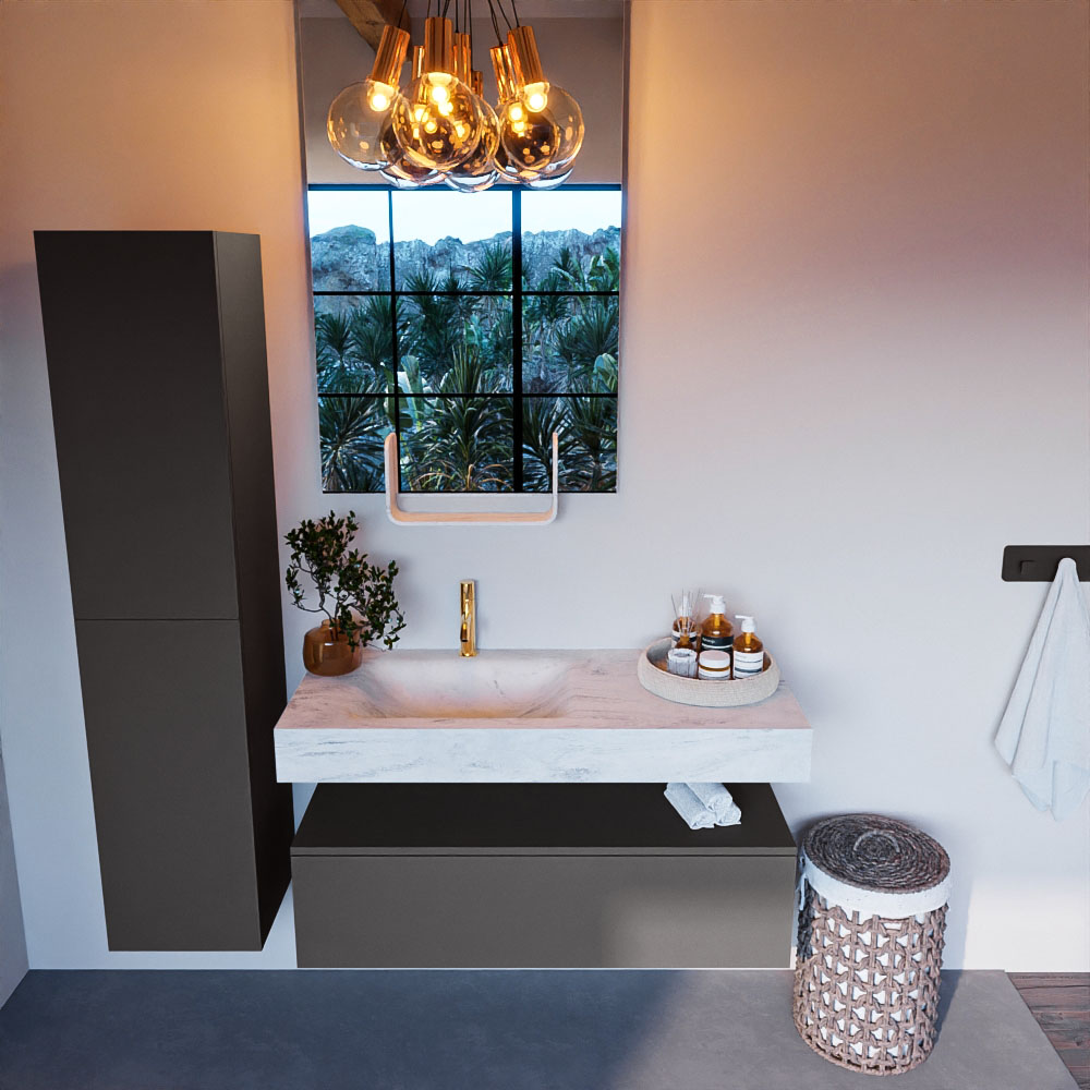 MONDIAZ ALAN-DLUX 110cm mueble de baño Dark Grey 1 cajón. Lavabo CLOUD Izquierda 1 orificio color Opalo. 2 MONDIAZ ALAN-DLUX 110cm mueble de baño Dark Grey 1 cajón. Lavabo CLOUD Izquierda 1 orificio color Opalo. - Imagen 2