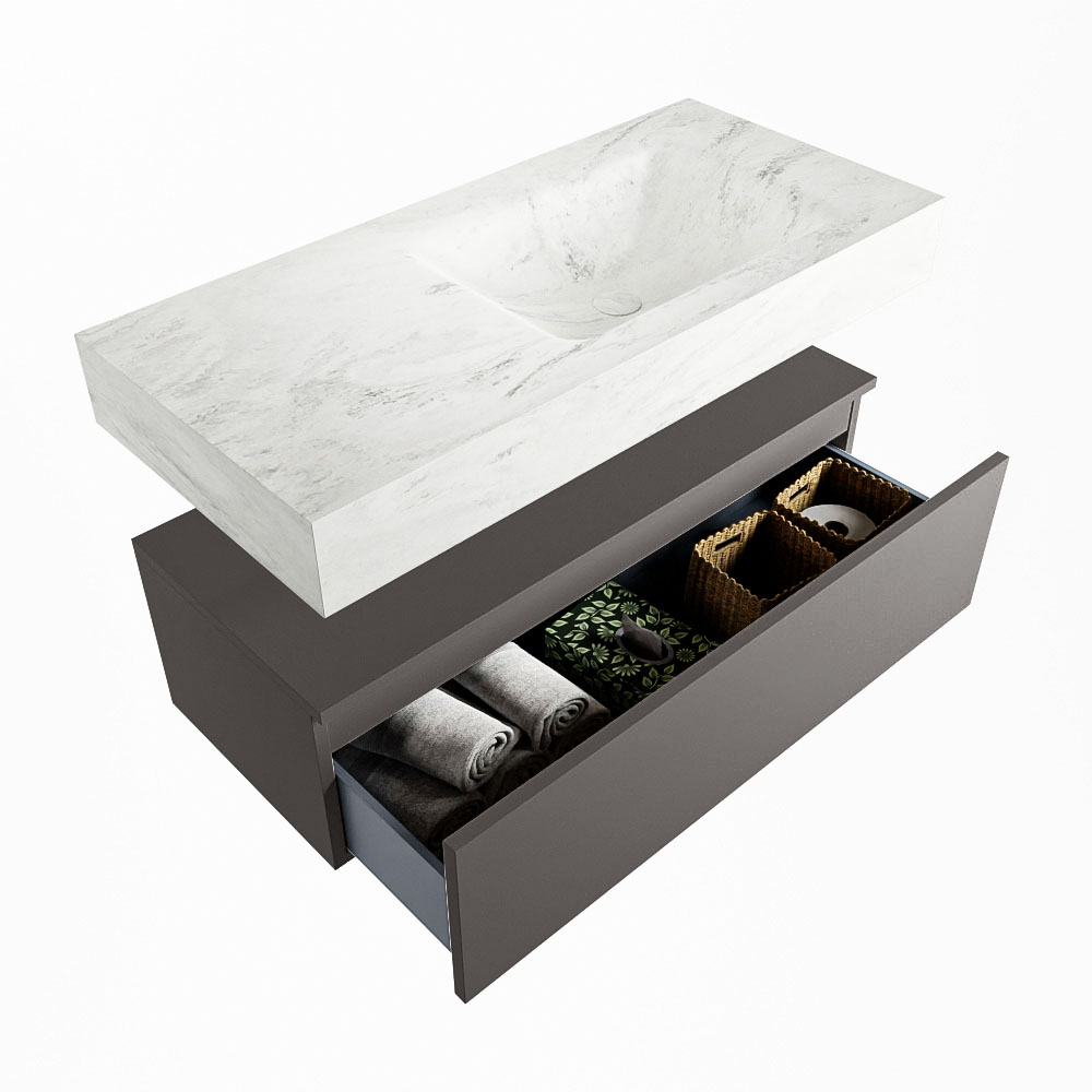 MONDIAZ ALAN-DLUX 100cm mueble de baño Dark Grey 1 cajón. Lavabo CLOUD Derecho 1 orificio color Opalo. 6 MONDIAZ ALAN-DLUX 100cm mueble de baño Dark Grey 1 cajón. Lavabo CLOUD Derecho 1 orificio color Opalo. - Imagen 6