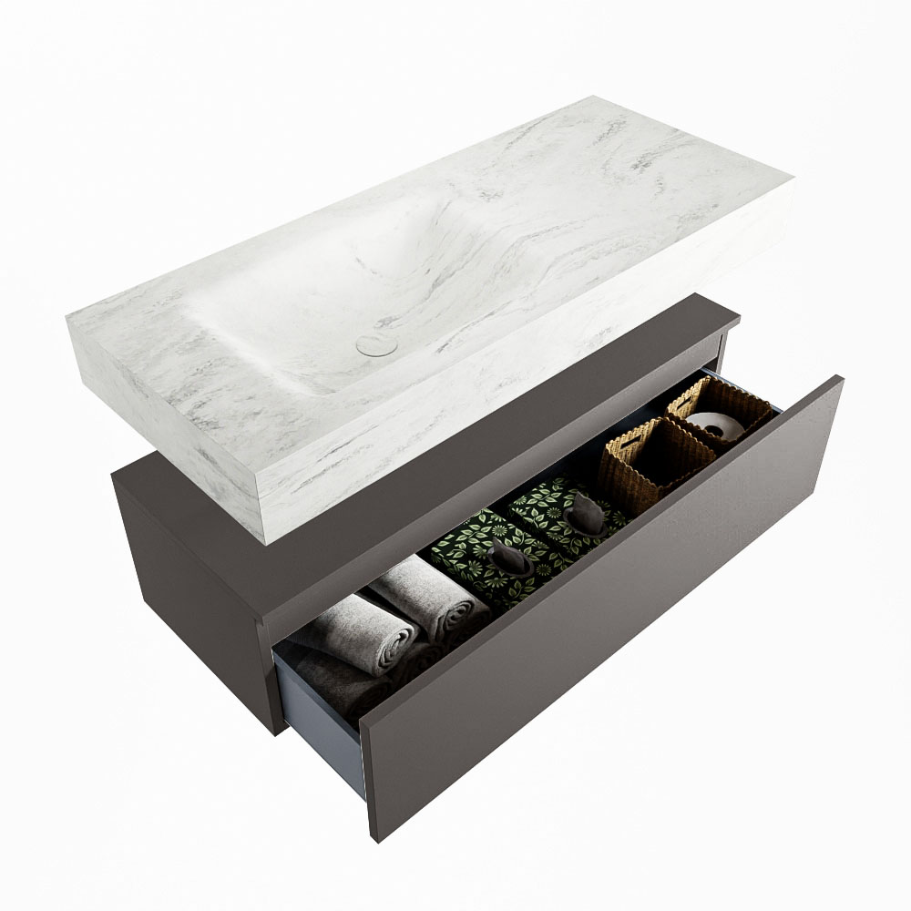 MONDIAZ ALAN-DLUX 110cm mueble de baño Dark Grey 1 cajón. Lavabo CLOUD Izquierda 1 orificio color Opalo. 6 MONDIAZ ALAN-DLUX 110cm mueble de baño Dark Grey 1 cajón. Lavabo CLOUD Izquierda 1 orificio color Opalo. - Imagen 6