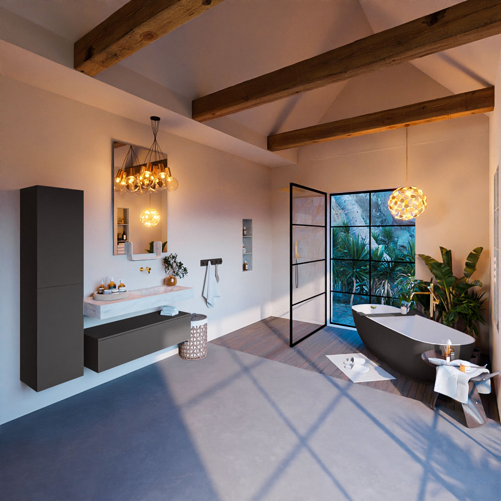 MONDIAZ ALAN-DLUX 110cm mueble de baño Dark Grey 1 cajón. Lavabo CLOUD Derecho sin orificios color Opalo. 3 MONDIAZ ALAN-DLUX 110cm mueble de baño Dark Grey 1 cajón. Lavabo CLOUD Derecho sin orificios color Opalo. - Imagen 3