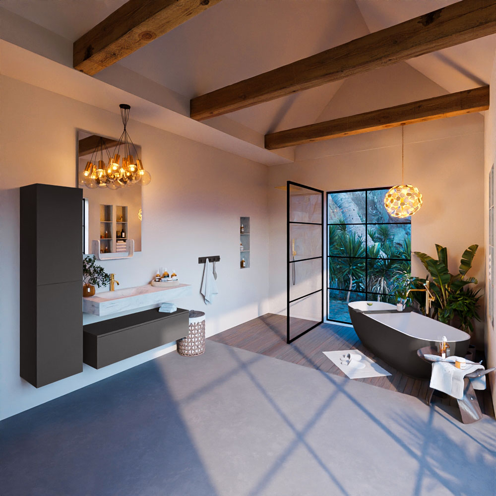 MONDIAZ ALAN-DLUX 110cm mueble de baño Dark Grey 1 cajón. Lavabo CLOUD Izquierda 1 orificio color Opalo. 3 MONDIAZ ALAN-DLUX 110cm mueble de baño Dark Grey 1 cajón. Lavabo CLOUD Izquierda 1 orificio color Opalo. - Imagen 3