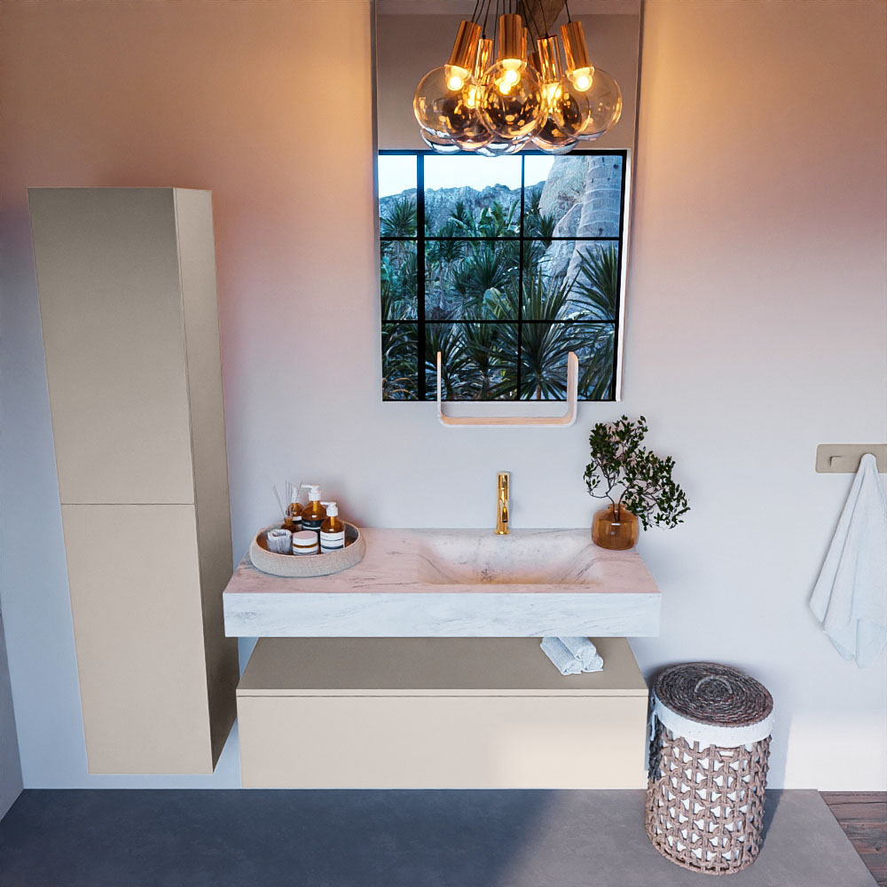 MONDIAZ ALAN-DLUX 110cm mueble de baño Linen 1 cajón. Lavabo CLOUD Derecho 1 orificio color Opalo. 2 MONDIAZ ALAN-DLUX 110cm mueble de baño Linen 1 cajón. Lavabo CLOUD Derecho 1 orificio color Opalo. - Imagen 2