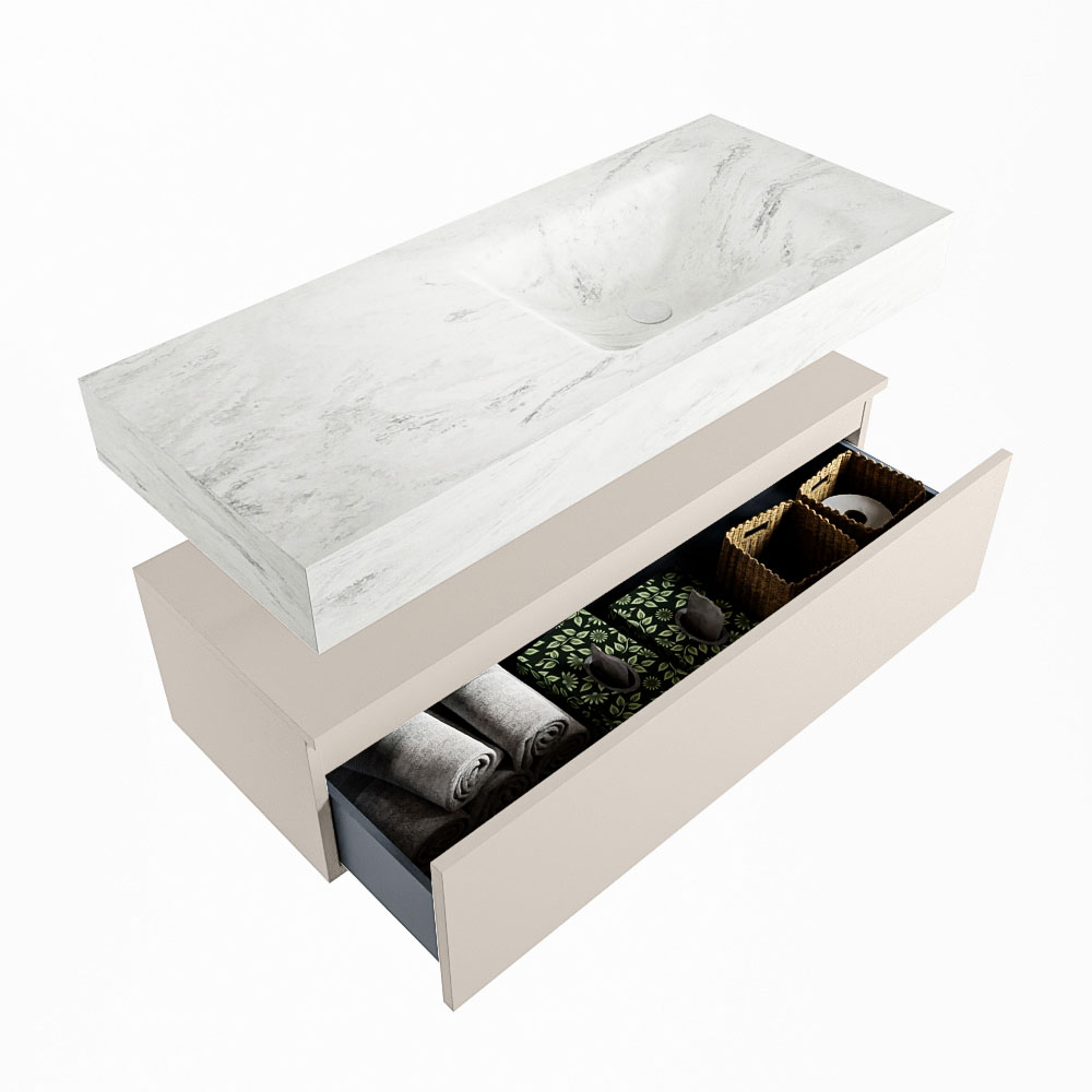 MONDIAZ ALAN-DLUX 110cm mueble de baño Linen 1 cajón. Lavabo CLOUD Derecho 1 orificio color Opalo. 6 MONDIAZ ALAN-DLUX 110cm mueble de baño Linen 1 cajón. Lavabo CLOUD Derecho 1 orificio color Opalo. - Imagen 6