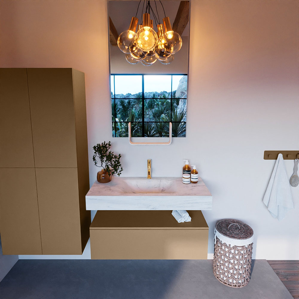 MONDIAZ ALAN-DLUX 100cm mueble de baño Oro 1 cajón. Lavabo CLOUD Centro 1 orificio color Opalo. 3 MONDIAZ ALAN-DLUX 100cm mueble de baño Oro 1 cajón. Lavabo CLOUD Centro 1 orificio color Opalo. - Imagen 3