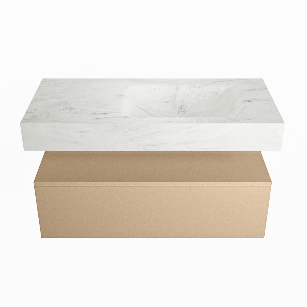 MONDIAZ ALAN-DLUX 100cm mueble de baño Oro 1 cajón. Lavabo CLOUD Derecho sin orificios color Opalo. 4 MONDIAZ ALAN-DLUX 100cm mueble de baño Oro 1 cajón. Lavabo CLOUD Derecho sin orificios color Opalo. - Imagen 4