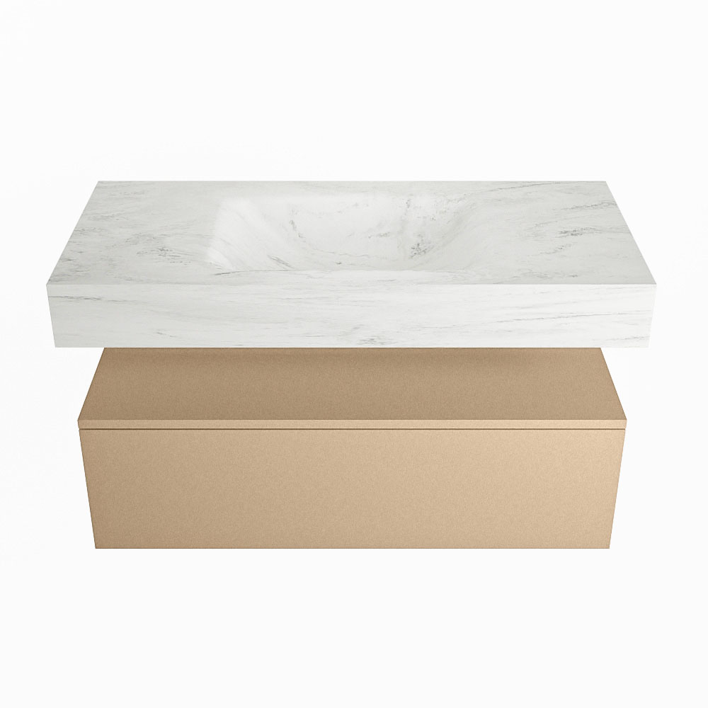 MONDIAZ ALAN-DLUX 100cm mueble de baño Oro 1 cajón. Lavabo CLOUD Centro 1 orificio color Opalo. 5 MONDIAZ ALAN-DLUX 100cm mueble de baño Oro 1 cajón. Lavabo CLOUD Centro 1 orificio color Opalo. - Imagen 5