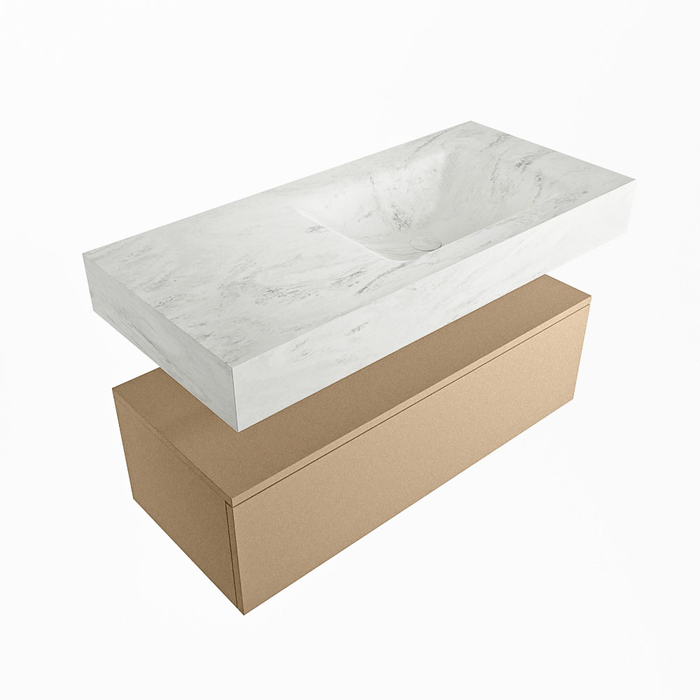 MONDIAZ ALAN-DLUX 100cm mueble de baño Oro 1 cajón. Lavabo CLOUD Derecho sin orificios color Opalo. 5 MONDIAZ ALAN-DLUX 100cm mueble de baño Oro 1 cajón. Lavabo CLOUD Derecho sin orificios color Opalo. - Imagen 5