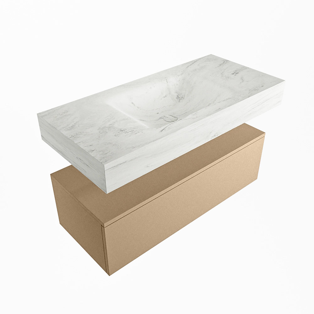 MONDIAZ ALAN-DLUX 100cm mueble de baño Oro 1 cajón. Lavabo CLOUD Centro 1 orificio color Opalo. 6 MONDIAZ ALAN-DLUX 100cm mueble de baño Oro 1 cajón. Lavabo CLOUD Centro 1 orificio color Opalo. - Imagen 6