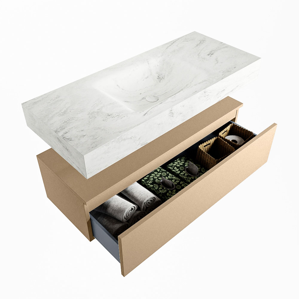 MONDIAZ ALAN-DLUX 110cm mueble de baño Oro 1 cajón. Lavabo CLOUD Centro 1 orificio color Opalo. 6 MONDIAZ ALAN-DLUX 110cm mueble de baño Oro 1 cajón. Lavabo CLOUD Centro 1 orificio color Opalo. - Imagen 6