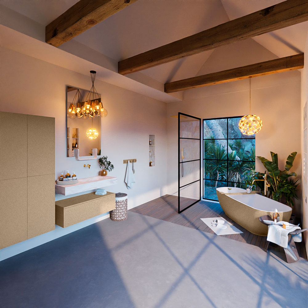 MONDIAZ ALAN-DLUX 100cm mueble de baño Oro 1 cajón. Lavabo CLOUD Derecho sin orificios color Opalo. 3 MONDIAZ ALAN-DLUX 100cm mueble de baño Oro 1 cajón. Lavabo CLOUD Derecho sin orificios color Opalo. - Imagen 3