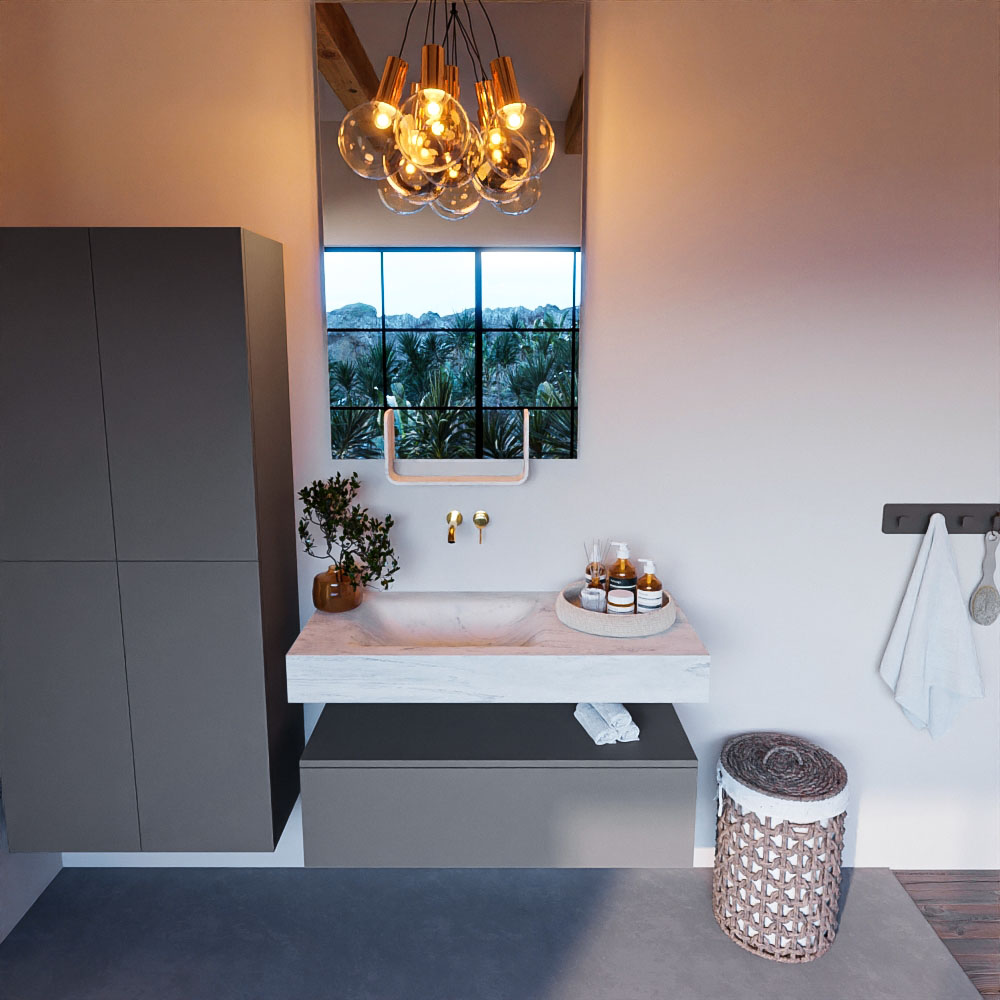 MONDIAZ ALAN-DLUX 100cm mueble de baño Plata 1 cajón. Lavabo CLOUD Izquierda sin orificios color Opalo. 2 MONDIAZ ALAN-DLUX 100cm mueble de baño Plata 1 cajón. Lavabo CLOUD Izquierda sin orificios color Opalo. - Imagen 2