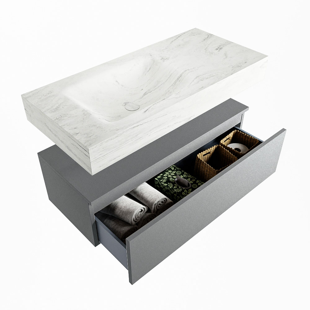 MONDIAZ ALAN-DLUX 100cm mueble de baño Plata 1 cajón. Lavabo CLOUD Izquierda sin orificios color Opalo. 6 MONDIAZ ALAN-DLUX 100cm mueble de baño Plata 1 cajón. Lavabo CLOUD Izquierda sin orificios color Opalo. - Imagen 6
