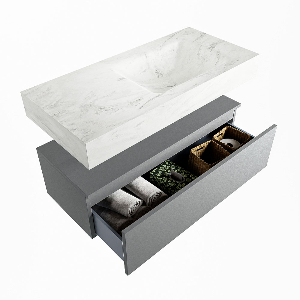 MONDIAZ ALAN-DLUX 100cm mueble de baño Plata 1 cajón. Lavabo CLOUD Derecho 1 orificio color Opalo. 6 MONDIAZ ALAN-DLUX 100cm mueble de baño Plata 1 cajón. Lavabo CLOUD Derecho 1 orificio color Opalo. - Imagen 6