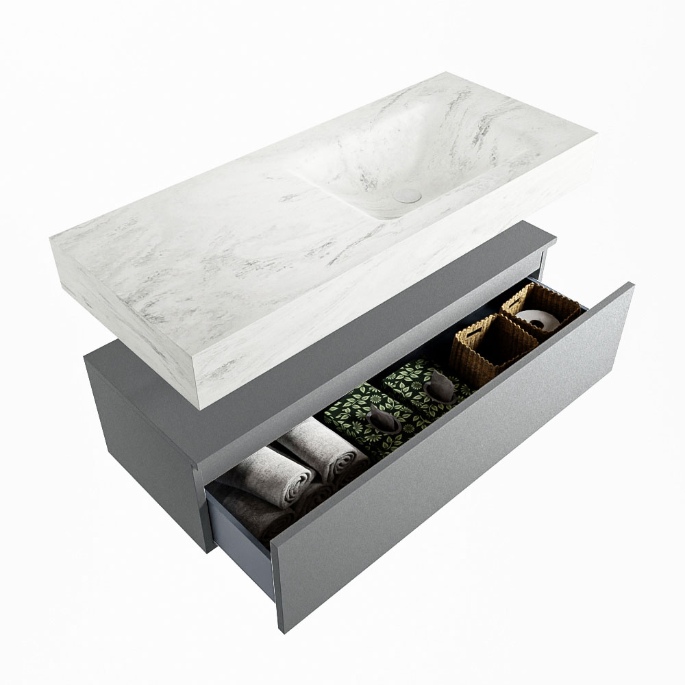 MONDIAZ ALAN-DLUX 110cm mueble de baño Plata 1 cajón. Lavabo CLOUD Derecho 1 orificio color Opalo. 6 MONDIAZ ALAN-DLUX 110cm mueble de baño Plata 1 cajón. Lavabo CLOUD Derecho 1 orificio color Opalo. - Imagen 6