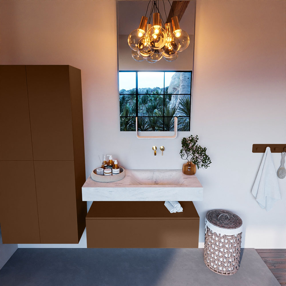 MONDIAZ ALAN-DLUX 100cm mueble de baño Rust 1 cajón. Lavabo CLOUD Derecho sin orificios color Opalo. 2 MONDIAZ ALAN-DLUX 100cm mueble de baño Rust 1 cajón. Lavabo CLOUD Derecho sin orificios color Opalo. - Imagen 2