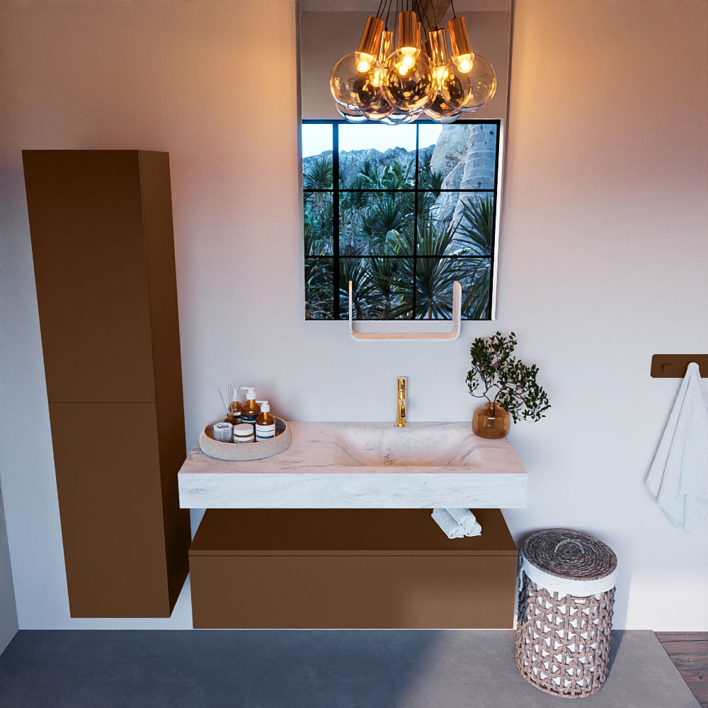 MONDIAZ ALAN-DLUX 110cm mueble de baño Rust 1 cajón. Lavabo CLOUD Derecho 1 orificio color Opalo. 2 MONDIAZ ALAN-DLUX 110cm mueble de baño Rust 1 cajón. Lavabo CLOUD Derecho 1 orificio color Opalo. - Imagen 2