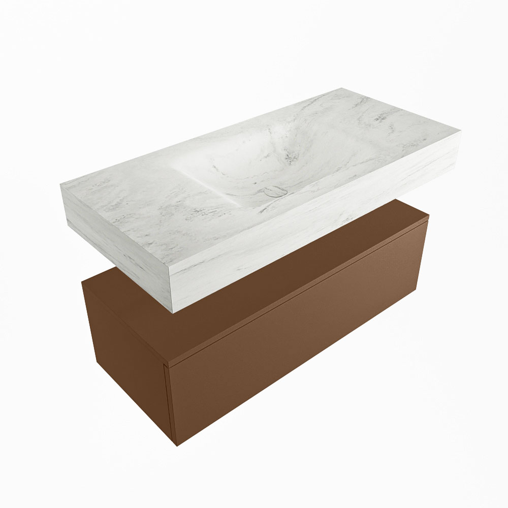 MONDIAZ ALAN-DLUX 100cm mueble de baño Rust 1 cajón. Lavabo CLOUD Centro sin orificios color Opalo. 5 MONDIAZ ALAN-DLUX 100cm mueble de baño Rust 1 cajón. Lavabo CLOUD Centro sin orificios color Opalo. - Imagen 5