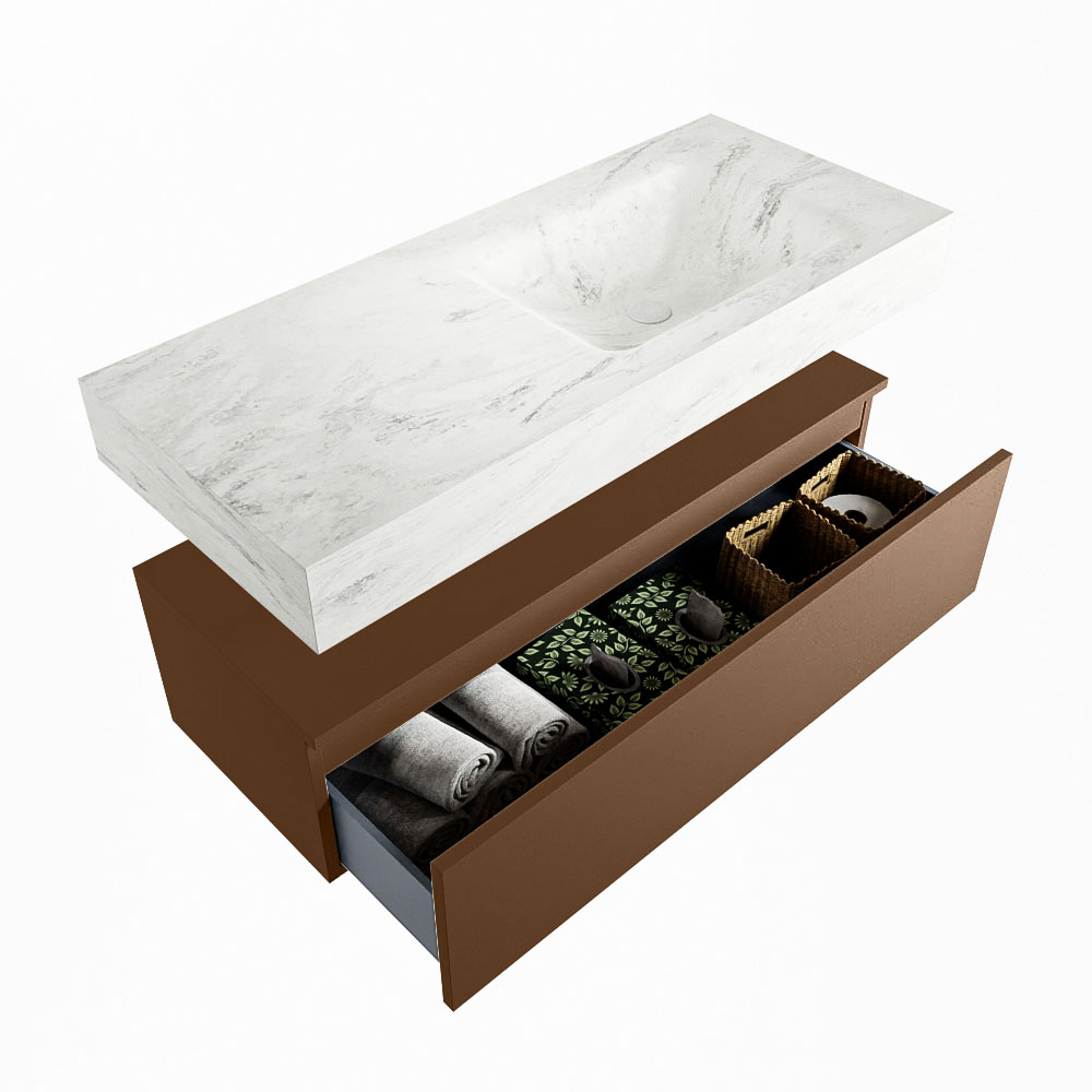 MONDIAZ ALAN-DLUX 110cm mueble de baño Rust 1 cajón. Lavabo CLOUD Derecho 1 orificio color Opalo. 6 MONDIAZ ALAN-DLUX 110cm mueble de baño Rust 1 cajón. Lavabo CLOUD Derecho 1 orificio color Opalo. - Imagen 6