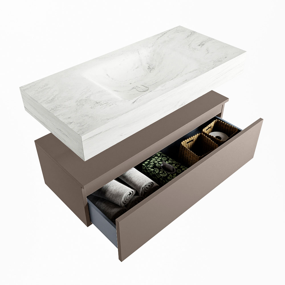 MONDIAZ ALAN-DLUX 100cm mueble de baño Smoke 1 cajón. Lavabo CLOUD Centro 1 orificio color Opalo. 6 MONDIAZ ALAN-DLUX 100cm mueble de baño Smoke 1 cajón. Lavabo CLOUD Centro 1 orificio color Opalo. - Imagen 6