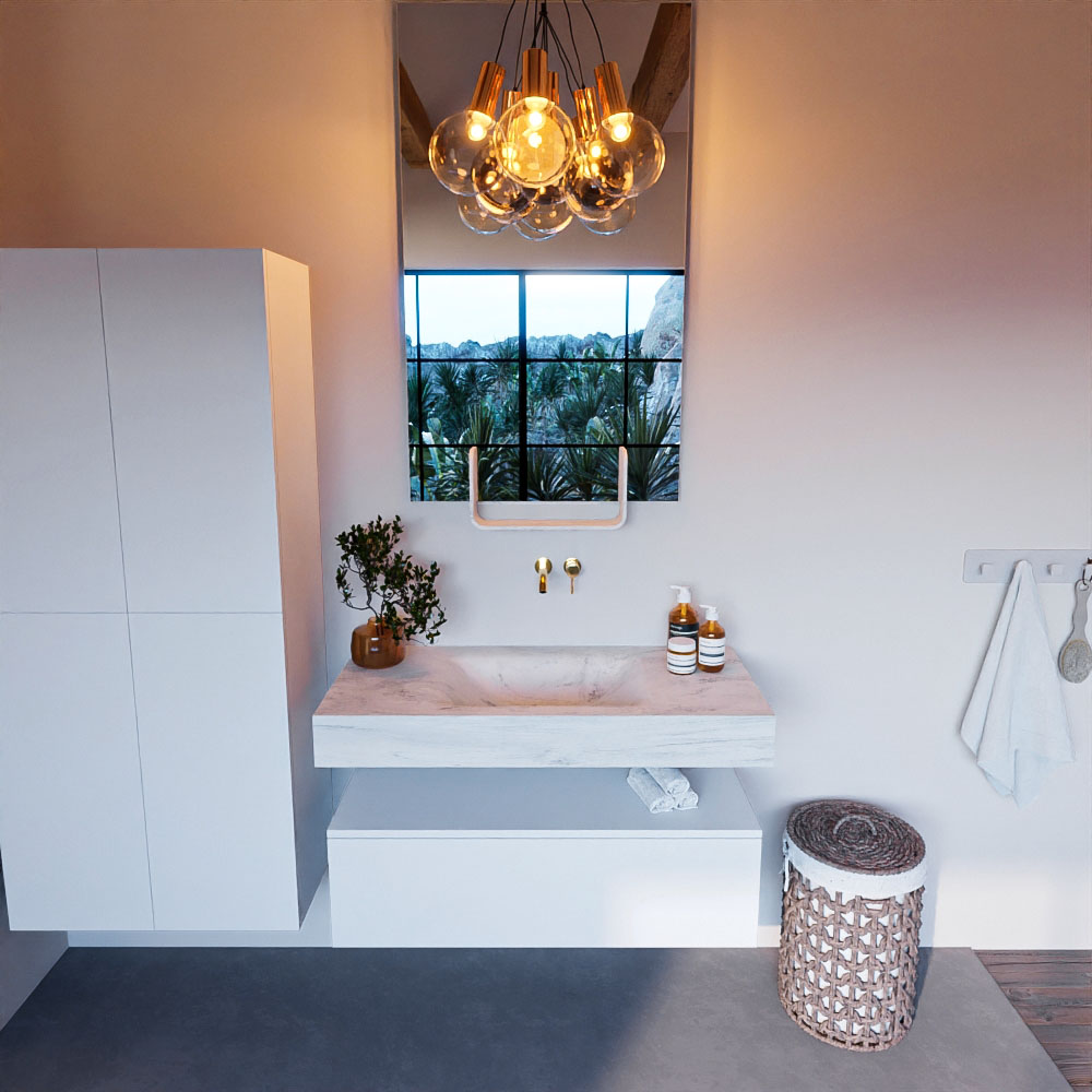 MONDIAZ ALAN-DLUX 100cm mueble de baño Talc 1 cajón. Lavabo CLOUD Centro sin orificios color Opalo. 2 MONDIAZ ALAN-DLUX 100cm mueble de baño Talc 1 cajón. Lavabo CLOUD Centro sin orificios color Opalo. - Imagen 2