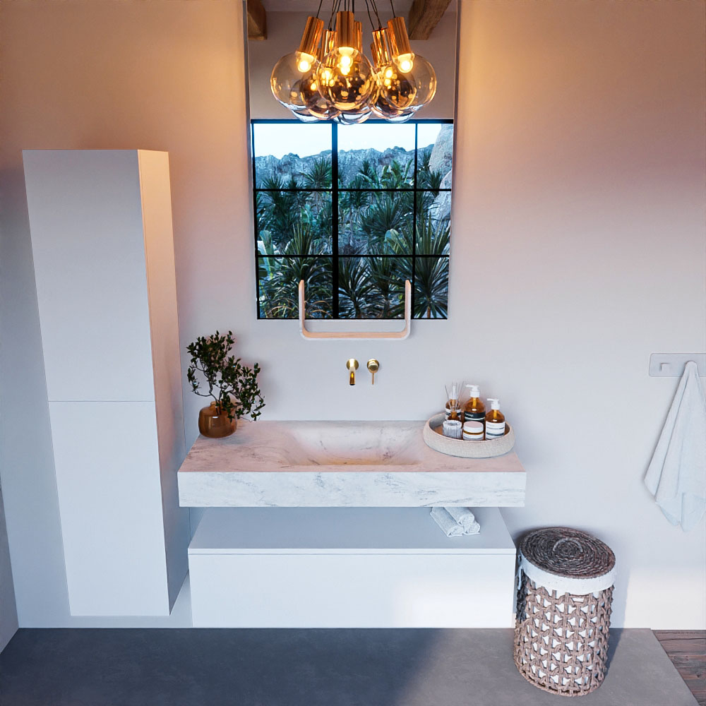 MONDIAZ ALAN-DLUX 110cm mueble de baño Talc 1 cajón. Lavabo CLOUD Centro sin orificios color Opalo. 2 MONDIAZ ALAN-DLUX 110cm mueble de baño Talc 1 cajón. Lavabo CLOUD Centro sin orificios color Opalo. - Imagen 2