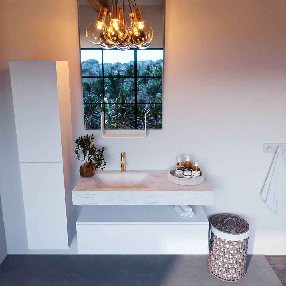 MONDIAZ ALAN-DLUX 110cm mueble de baño Talc 1 cajón. Lavabo CLOUD Izquierda 1 orificio color Opalo. 2 MONDIAZ ALAN-DLUX 110cm mueble de baño Talc 1 cajón. Lavabo CLOUD Izquierda 1 orificio color Opalo. - Imagen 2