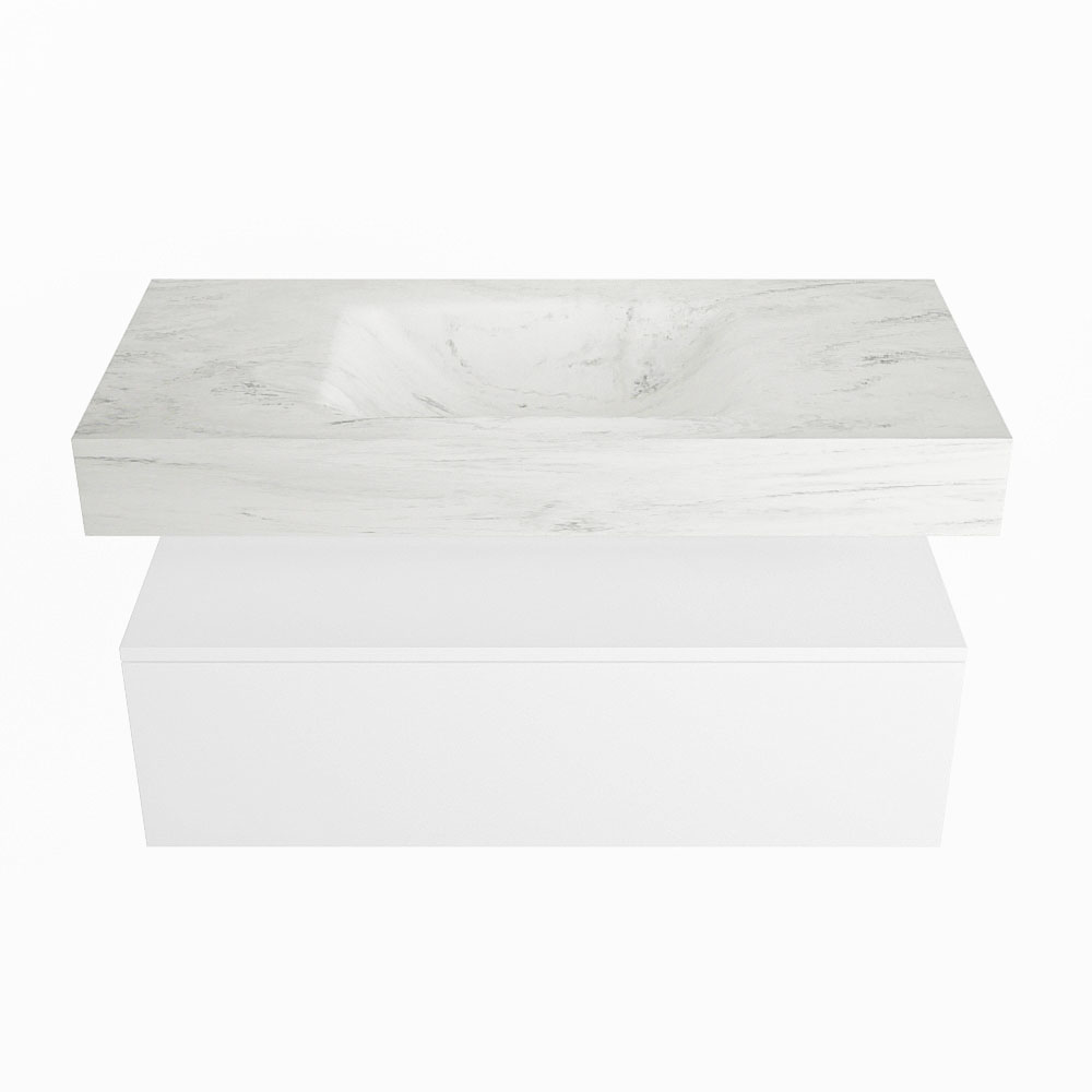 MONDIAZ ALAN-DLUX 100cm mueble de baño Talc 1 cajón. Lavabo CLOUD Centro sin orificios color Opalo. 4 MONDIAZ ALAN-DLUX 100cm mueble de baño Talc 1 cajón. Lavabo CLOUD Centro sin orificios color Opalo. - Imagen 4