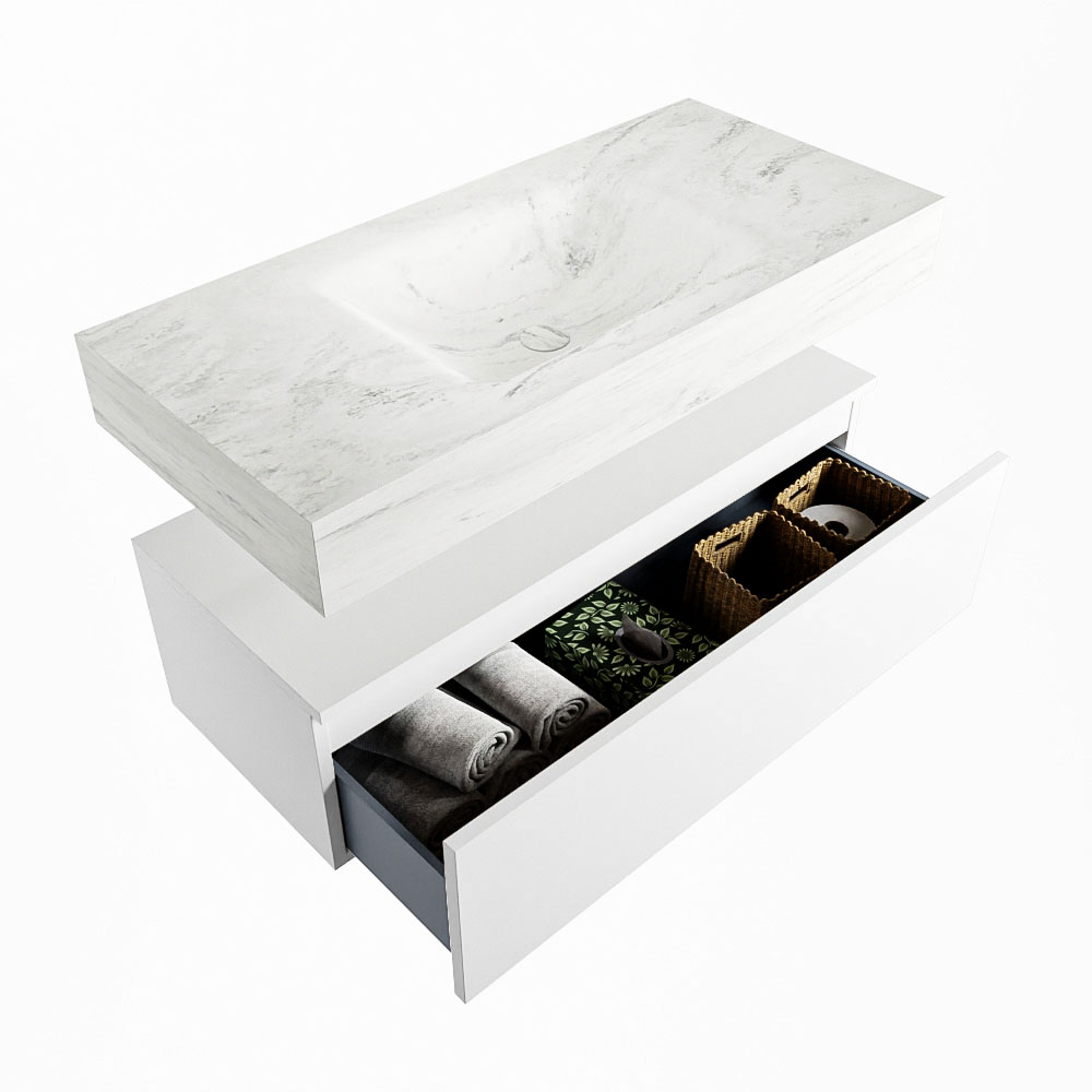MONDIAZ ALAN-DLUX 100cm mueble de baño Talc 1 cajón. Lavabo CLOUD Centro sin orificios color Opalo. 6 MONDIAZ ALAN-DLUX 100cm mueble de baño Talc 1 cajón. Lavabo CLOUD Centro sin orificios color Opalo. - Imagen 6