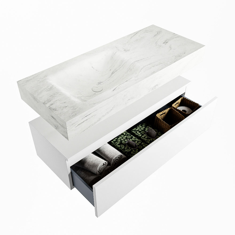 MONDIAZ ALAN-DLUX 110cm mueble de baño Talc 1 cajón. Lavabo CLOUD Izquierda 1 orificio color Opalo. 6 MONDIAZ ALAN-DLUX 110cm mueble de baño Talc 1 cajón. Lavabo CLOUD Izquierda 1 orificio color Opalo. - Imagen 6