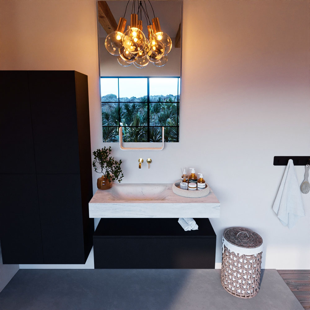 MONDIAZ ALAN-DLUX 100cm mueble de baño Urban 1 cajón. Lavabo CLOUD Izquierda sin orificios color Opalo. 2 MONDIAZ ALAN-DLUX 100cm mueble de baño Urban 1 cajón. Lavabo CLOUD Izquierda sin orificios color Opalo. - Imagen 2