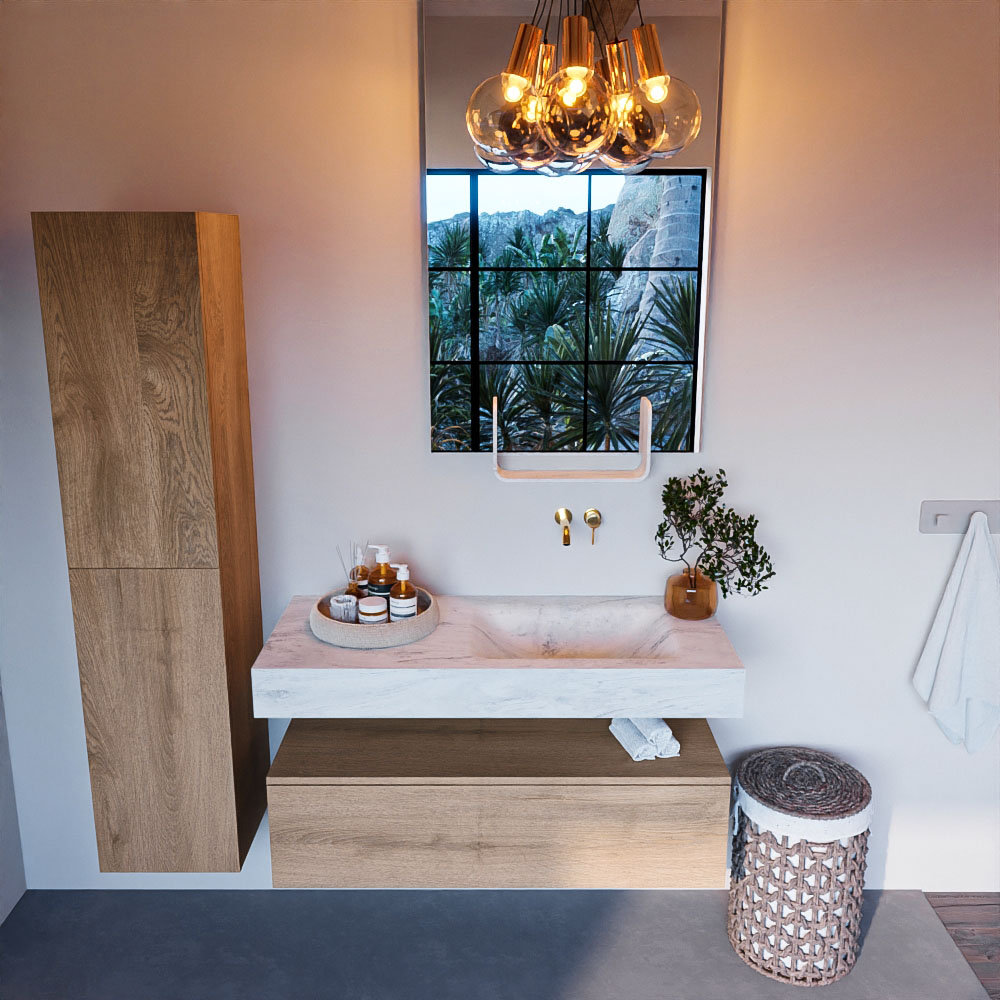 MONDIAZ ALAN-DLUX 110cm mueble de baño Washed Oak 1 cajón. Lavabo CLOUD Derecho sin orificios color Opalo. 2 MONDIAZ ALAN-DLUX 110cm mueble de baño Washed Oak 1 cajón. Lavabo CLOUD Derecho sin orificios color Opalo. - Imagen 2