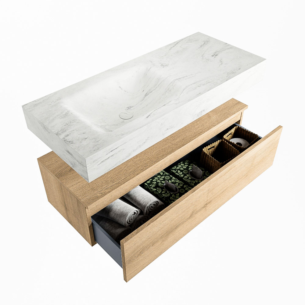 MONDIAZ ALAN-DLUX 110cm mueble de baño Washed Oak 1 cajón. Lavabo CLOUD Izquierda sin orificios color Opalo. 6 MONDIAZ ALAN-DLUX 110cm mueble de baño Washed Oak 1 cajón. Lavabo CLOUD Izquierda sin orificios color Opalo. - Imagen 6