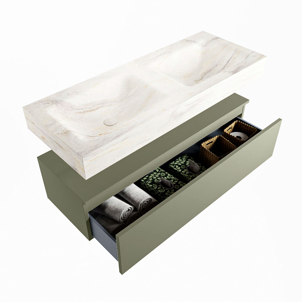 MONDIAZ ALAN-DLUX 120cm mueble de baño Army 1 cajón. Lavabo CLOUD Doble sin orificios color Ostra. 6 MONDIAZ ALAN-DLUX 120cm mueble de baño Army 1 cajón. Lavabo CLOUD Doble sin orificios color Ostra. - Imagen 6