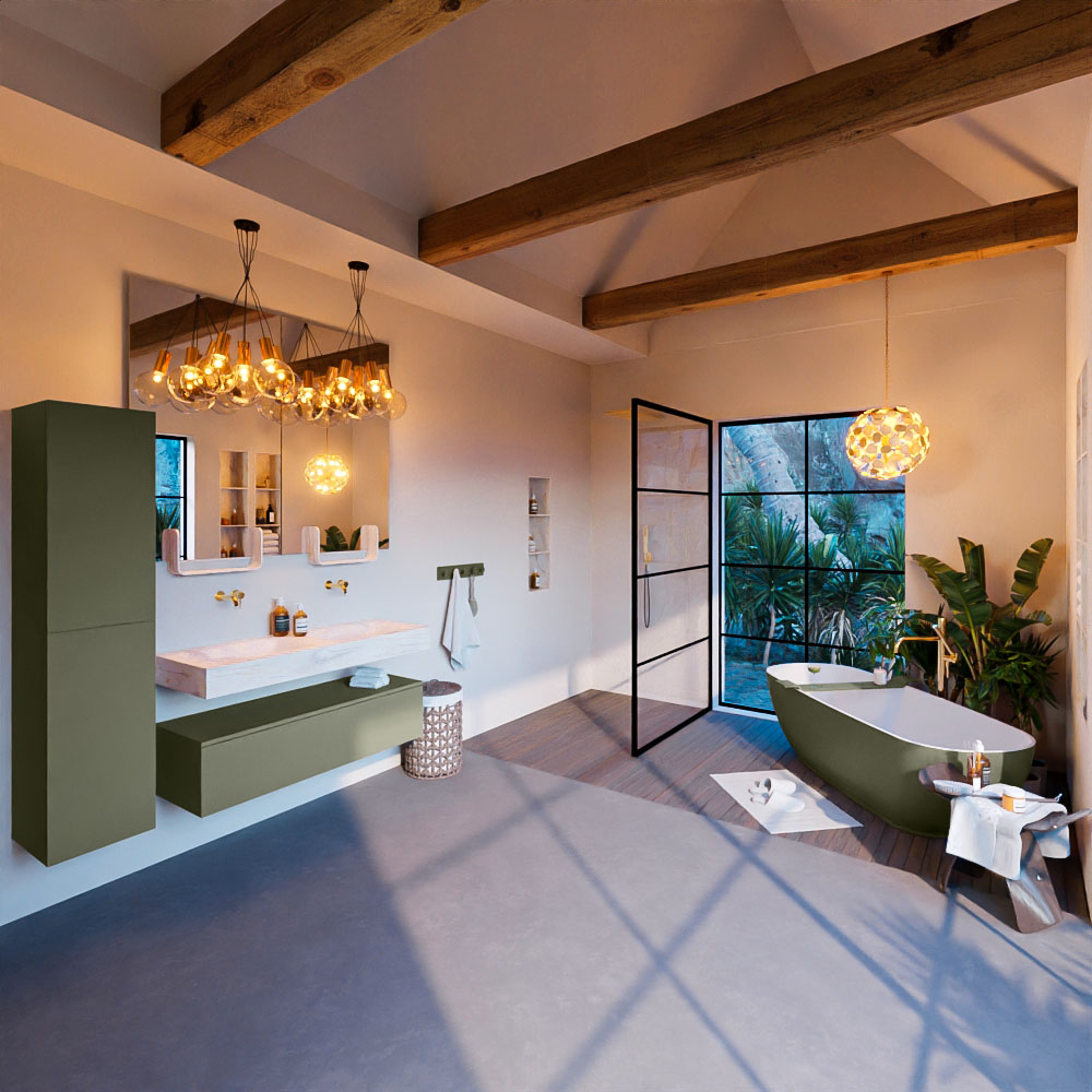 MONDIAZ ALAN-DLUX 120cm mueble de baño Army 1 cajón. Lavabo CLOUD Doble sin orificios color Ostra. 3 MONDIAZ ALAN-DLUX 120cm mueble de baño Army 1 cajón. Lavabo CLOUD Doble sin orificios color Ostra. - Imagen 3