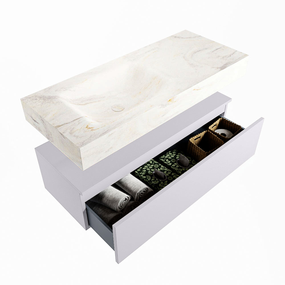 MONDIAZ ALAN-DLUX 110cm mueble de baño Cale 1 cajón. Lavabo CLOUD Izquierda 1 orificio color Ostra. 6 MONDIAZ ALAN-DLUX 110cm mueble de baño Cale 1 cajón. Lavabo CLOUD Izquierda 1 orificio color Ostra. - Imagen 6